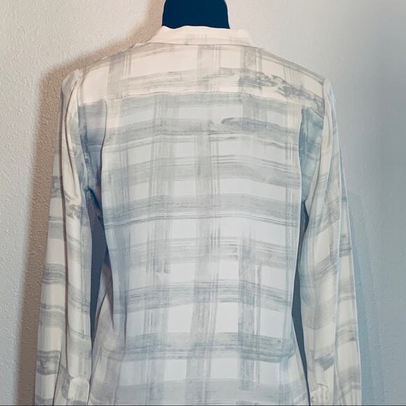 Aritzia A Moveable Feast gray cream plaid silk dress tunic oversize fit size XXS - Picture 13 of 16